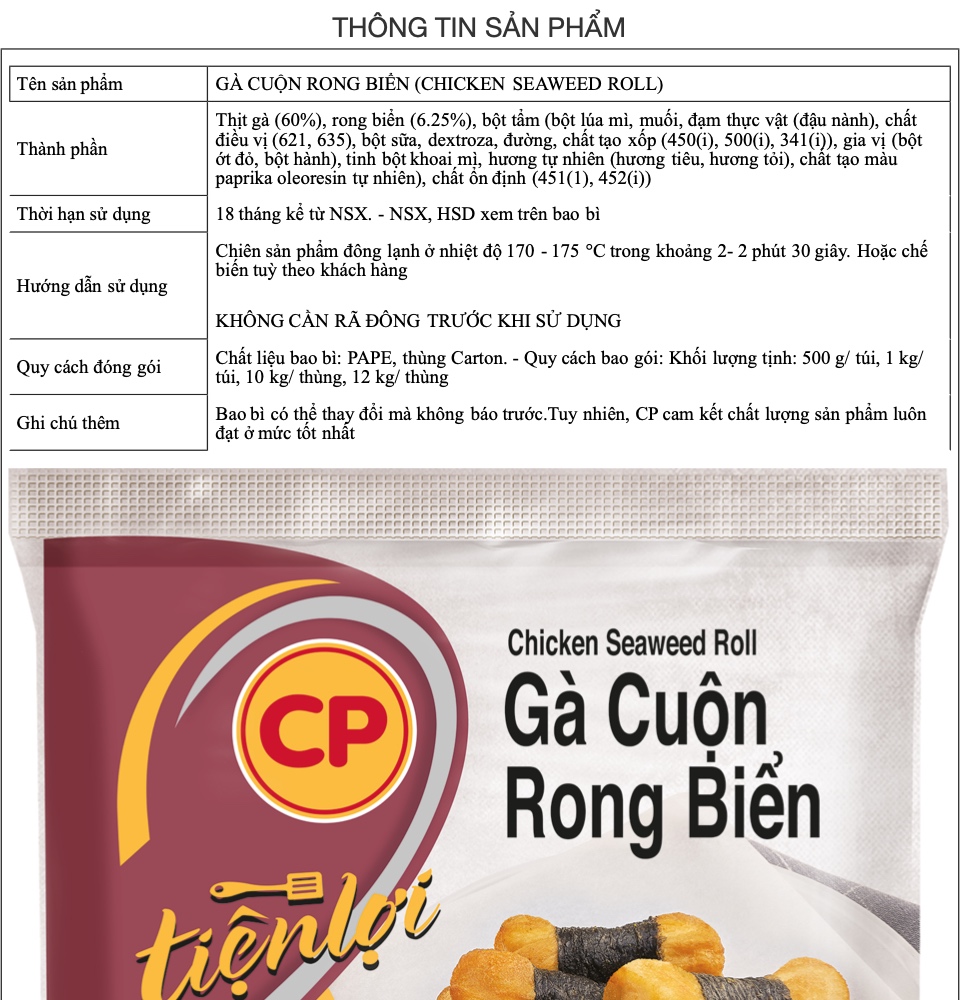 6b778f3ada521e1728da5bebbe6b06e0 CP Gà cuộn rong biển - Siêu tiện lợi, không cần rã đông, chỉ mất 2-3 phút để chế biến. Thơm ngon và không chứa chất gây hại cho sức khỏe